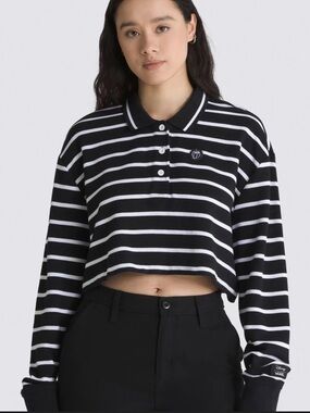 Vans x Disney Bad Apple Cropped Rugby Stripe Shirt Black White size Medium